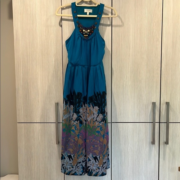 Moulinette Soeurs | Silk‎ Maxi Halter Dress | Teal/Purple | Size 6 - Picture 2 of 14